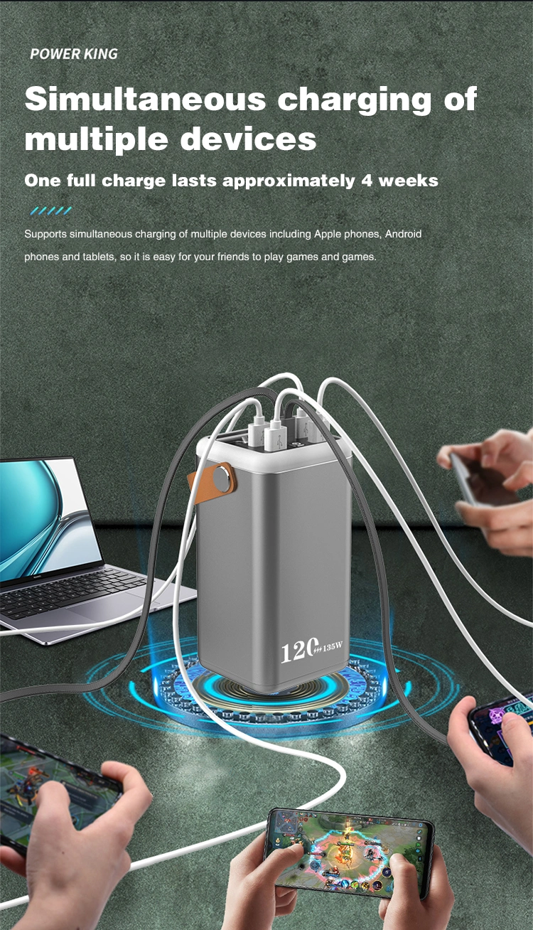 Portable 135W Mobile Power Source LED Display Power Bank Station 120000mAh