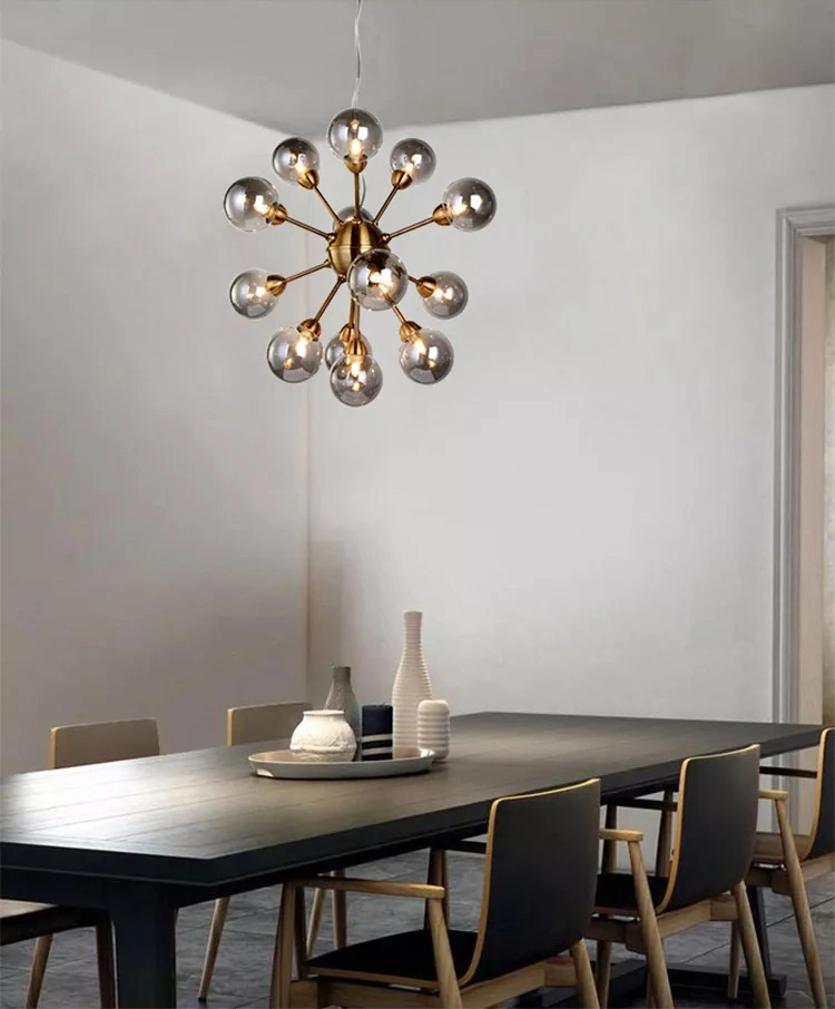 Modern Design Smoky Glass Ball Shade Pendant Light Fixtures for Kitchen and Living Room