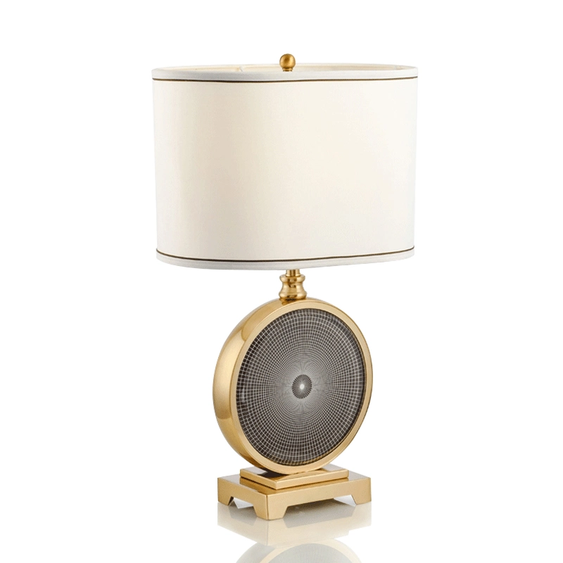 Marble Table Lamp with Fabric Shade